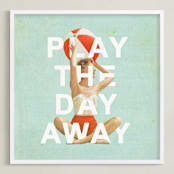 "Play The Day Away" - Art Print in Antique Teal by Heather Landis - Framed