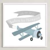 "Vintage Airplane" - Personalized Art Print in Mist by Jessie Steury - Framed