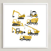 "Build" - Art Print in Pineapple by Jennifer Holbrook - Framed