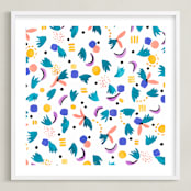 "Geometric plants" - Art Print in White by FERNANDA MARTINEZ - Framed