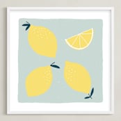 "Lemon Wedge" - Art Print in lemon by Betsy Siber - Framed