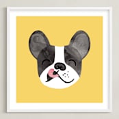 "Little Pup" - Art Print in Sunny Yellow by Tayler Mitchell - Framed