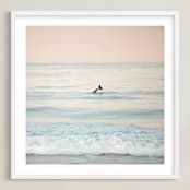 "Waving Good Morning" - Art Print in Ocean Blue by Shannon Howard - Framed