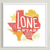 "The Lone Star State" - Art Print in Red by Jessie Steury - Framed