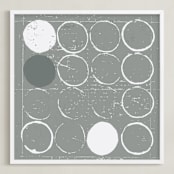 "Round Pegs, Square Holes" - Art Print in Slate by Ria Sharon - Framed