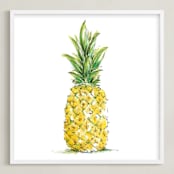 "Painted Pineapple" - Art Print in Pineapple Yellow by Kirby Lee Smith - Framed