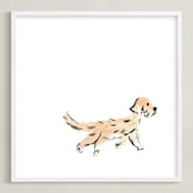 "out for a walk" - Art Print in Sandy Brown by Inkblot Paper - Framed