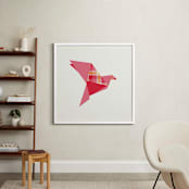 "Origami Flight" - Art Print in Coral by Vanessa Wyler - In a Room