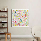 "Spots in Coral and Turquoise" - Art Print in Turquoise by Yao Cheng Design - In a Room