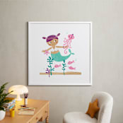 "Princess of the Sea" - Art Print in Lilac-Pink Shells by LeezaWorks - In a Room