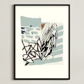"Waterfall Assemblage" - Art Print in Waterfall Blue by Bethania Lima - Framed