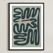 "Squiggly Snake" - Art Print in Cactus by Jenna Holcomb - Framed