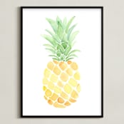 "Pineapple Festa" - Art Print in Citrus by Rochelle Renee - Framed