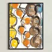 "Circle Strands" - Art Print in Orange Juice by Deborah Velasquez - Framed