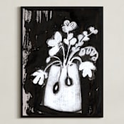 "Greiysh vase" - Art Print in greyish blue by Bethania Lima - Framed