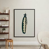 "Pea Pod - Vegetable" - Art Print in Pale Grey by Simi Gauba - In a Room