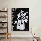 "Greiysh vase" - Art Print in greyish blue by Bethania Lima - In a Room