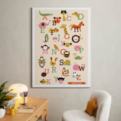 "Animal A to Z" - Personalized Art Print in Vermillion by Anais Lee - In a Room