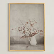 "Vintage Sweet Winterberries" - Art Print in Pop of Red by Dawn Gagye - Framed