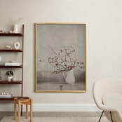 "Vintage Sweet Winterberries" - Art Print in Pop of Red by Dawn Gagye - In a Room