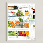 "Refrigerator Interior" - Art Print in orange by Lisa Travis - Framed