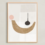 "The Balancing 1" - Art Print in Taupe and salmon by Francesca Iannaccone - Framed