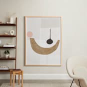 "The Balancing 1" - Art Print in Taupe and salmon by Francesca Iannaccone - In a Room