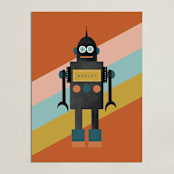 "Retro Robot" - Personalized Art Print in Pumpkin by Morgan Kendall - Unframed