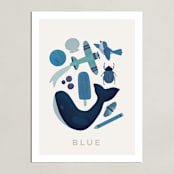 "Ten Blue Things" - Art Print in Blue by Ana Peake - Unframed