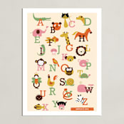 "Animal A to Z" - Personalized Art Print in Vermillion by Anais Lee - Unframed