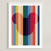 "Bright Stripes" - Art Print in Rainbow by Baumbirdy - Framed