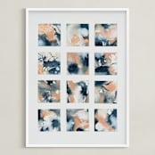 "Sunsets" - Art Print in Indigo by LeAnne Roberts - Framed