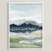 "Sapphire Ridge 1" - Art Print in Deep Blue by Lara Eckerman - Framed