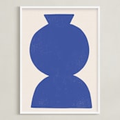 "Ceramic Vase Still Life" - Art Print in Brave Blue by Roseanne Kenny - Framed