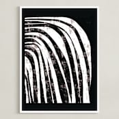 "Waterfall" - Art Print in Charcoal by Leanne Friedberg - Framed