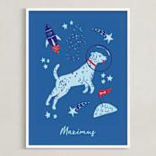 "Space Pup" - Personalized Art Print in Celestial by Kristin Mastoras - Framed