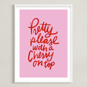 "Cherry on Top" - Art Print in Bubble Gum by Inkblot Design - Framed