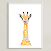 "baby animal.giraffe" - Art Print in merigold by Cass Loh - Framed