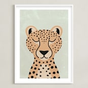 "Cheetah" - Art Print in Dry Grass by 2birdstone - Framed