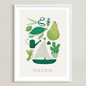 "Ten Green Things" - Art Print in Green by Ana Peake - Framed