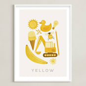 "Ten Yellow Things" - Art Print in Yellow by Ana Peake - Framed