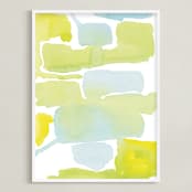 "Moss and Blue Stone" - Art Print in Moss Blue by Deborah Velasquez - Framed
