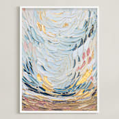 "Beach Study No.2" - Art Print in Coral by Stephanie Carignan - Framed
