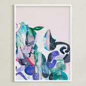 "Greens and Pinks" - Art Print in Emerald Green by Erin McCluskey Wheeler - Framed