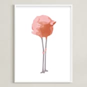 "Fla-la-mingo back" - Art Print in Flamingo Pink by Johanna Phillips Huuva - Framed