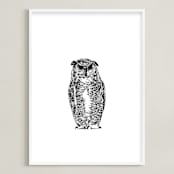 "Hibou" - Art Print in Black by IMG_101 - Framed