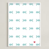 "The Only Fish For Me" - Art Print in Tropical Sea by Ling Wang - Framed