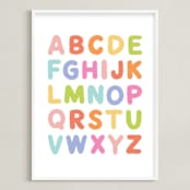 "Fuzzy Alphabet" - Art Print in Rainbow by Kristen Magee - Framed