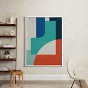 "Red Sun" - Art Print in Turquoise by Jennifer Morehead - In a Room