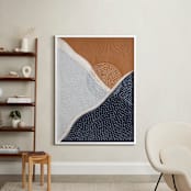 "Sunset over the mountains" - Art Print in Prussian blue, Unilux Powder Blue, Copper by Sabrin Deirani - In a Room